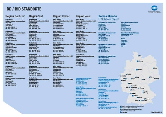 Konica Minolta Business Solutions Deutschland GmbH: Übersicht Niederlassungen bundesweit